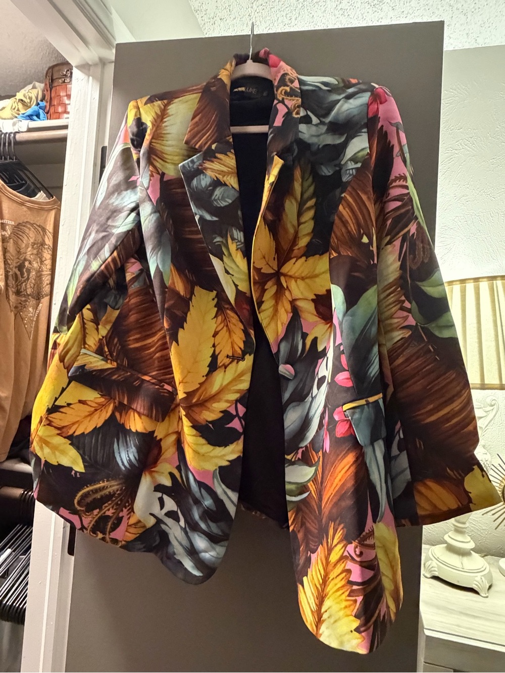 Fashion Nova Multi-Color Tropical Leaf Blazer Jacket - Picture 1 of 4